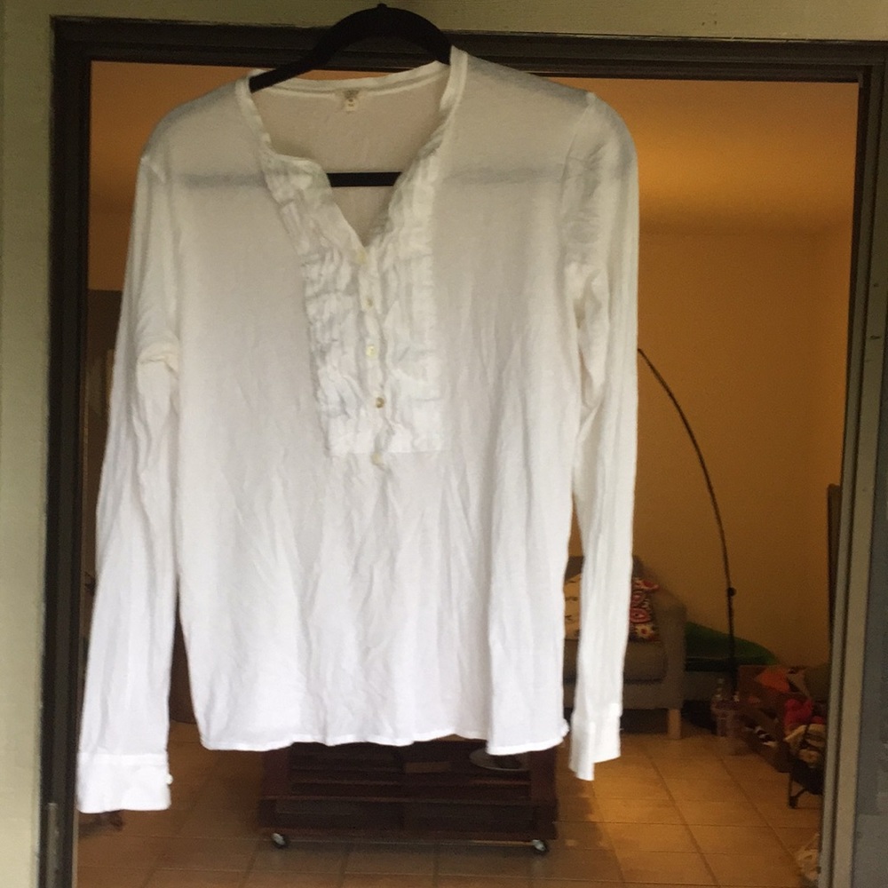 J Crew tuxedo ruffled long sleeve tee shirt